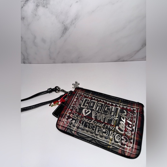 Coach Handbags - Coach Poppy Tartan Graffiti Wristlet – Rare / Customized 🍒